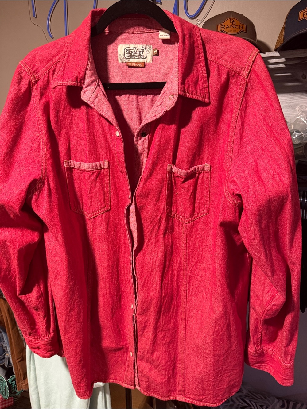 Schmidt Heritage Red Denim Button down or jacket